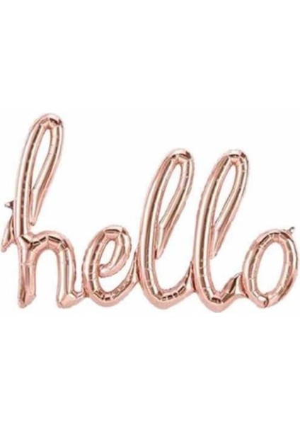 Rose Gold Hello El Yazı Şekilli Folyo Balon 1 Adet