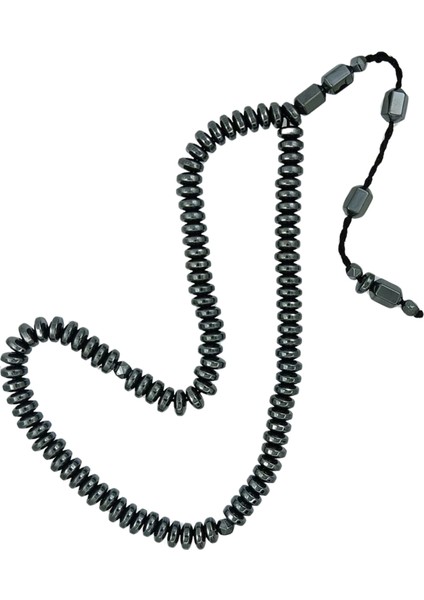 Basık Model Füme Renk Hematit 99'luk Tesbih 6 x 3 mm