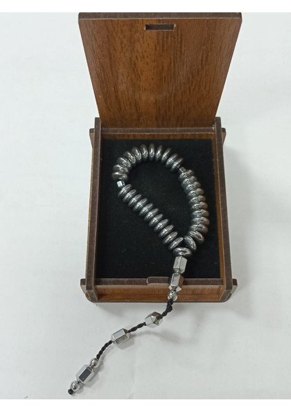 2 Parmak Basık Model Gümüş Renk Hematit Taşı Minik Tesbih 6 x 3 mm fırsatları