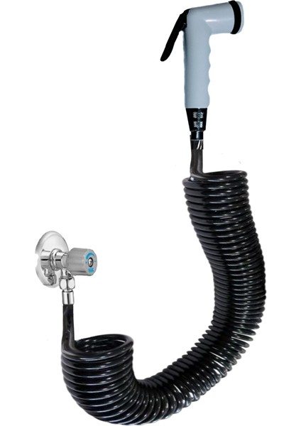 Spiral Şattaf (Bide) 3 Fonksiyonlu Başlıklı Taharet Matik 3/8 Bağlantılı Taharet Musluklar Için Yeni Rengimiz Siyah Inci modelleri