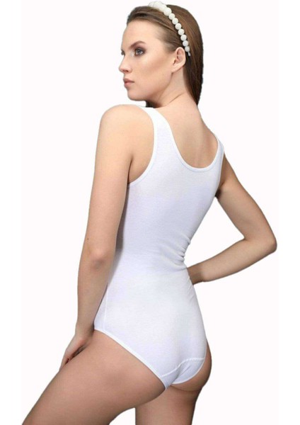 Miray Life Elit Life Geniş Askılı Kadın Dikişsiz Çıtçıtlı Slip Body Beyaz 878 - EMY6286-9220