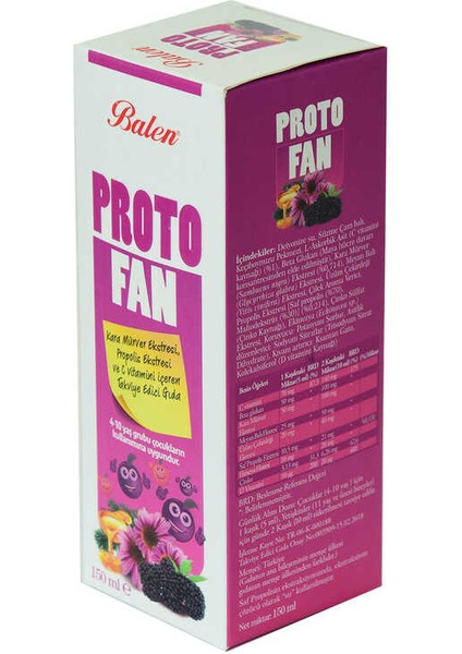 Protofan Kara Mürver Propolis Ekstratlı C Vitaminli Takviye Edici Gıda 150 Ml