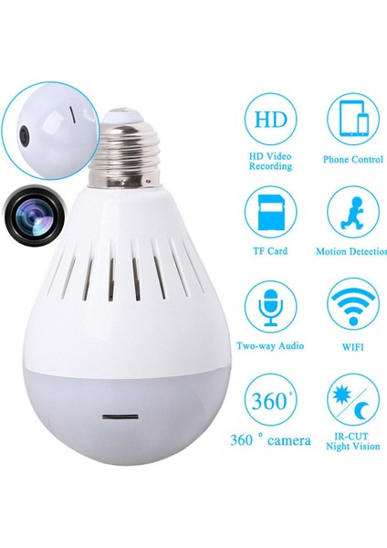 Ampul Şeklinde Kablosuz Panoramik Ip Kamera (4767) - EMY8278-9659