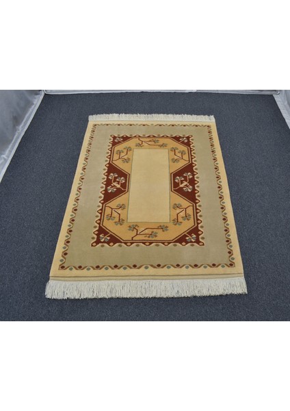 Yeni El Dokuma Modern Sade Bej Krem Milas Yün Halı 5330