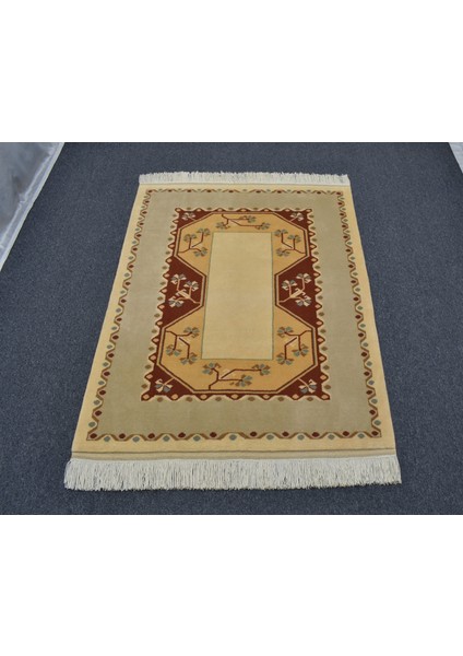 Yeni El Dokuma Modern Sade Bej Krem Milas Yün Halı 5330