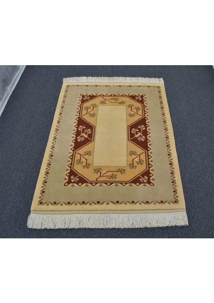 Yeni El Dokuma Modern Sade Bej Krem Milas Yün Halı 5330