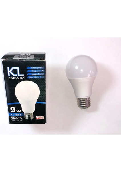 Karluna KL-3009B LED Ampul 220Volt 9 Watt Beyaz E27 DUY