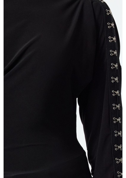 Kadın Moda Şık Üst Giyim Regular Kayık Yaka Fitted Kalıp Örme Bluz fırsatları