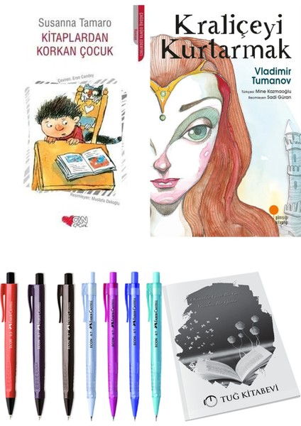 Kraliçeyi Kurtarmak ve Kitaplardan Korkan Çocuk 2'li Set + Hediyeli