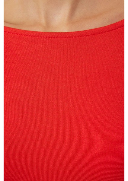 Kadın Moda Şık Üst Giyim Regular Kayık Yaka Slim Kalıp Örme Vücuda Oturan Boy Bluz modelleri