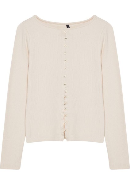 Stil Kadın Düğme Detaylı Fitilli Esnek Boy Bluz Regular Örme Fitted Kalıp modelleri