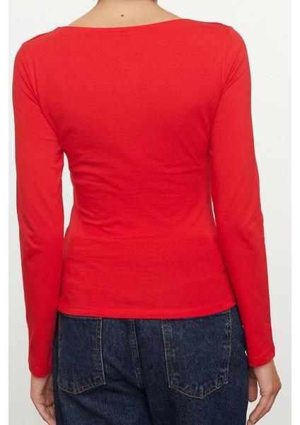 Kadın Moda Şık Üst Giyim Crop Kayık Yaka Slim Kalıp Örme Pamuklu Fitted Vücuda Oturan Esnek Bluz fırsatları