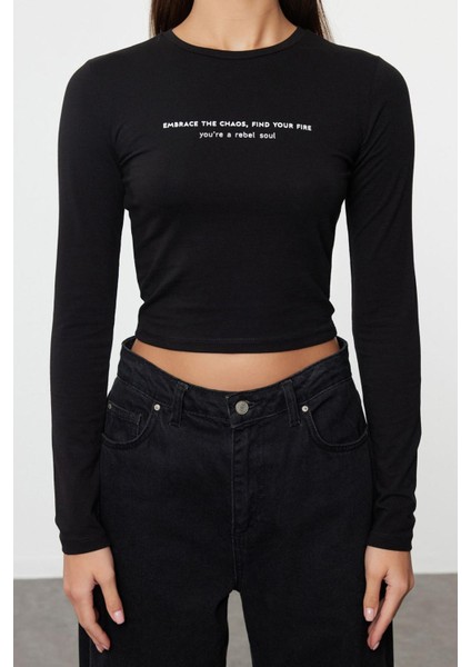 Stil Kadın Baskılı Vücuda Oturan Esnek Bluz Crop Örme Slim Kalıp modelleri
