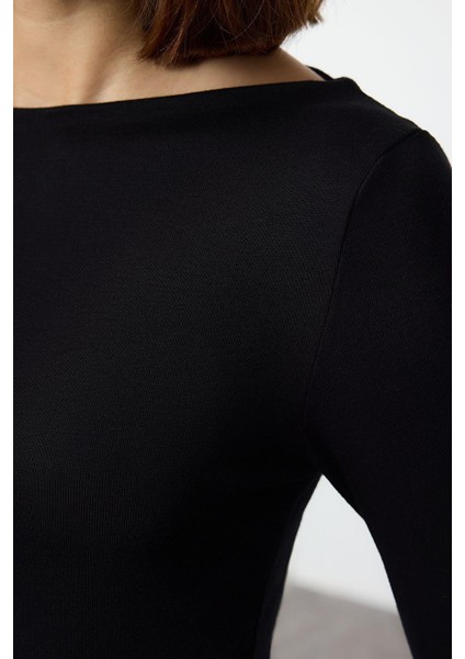 Kadın Moda Şık Regular Dik Yaka Slim Kalıp Örme Viskon Yumuşak Kumaşlı Asimetrik Esnek Bluz fırsatları
