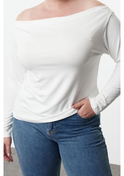 Stil Kadın Bluz Regular Örme Fitted Kalıp Büyük Beden Düşük Kol fiyatları