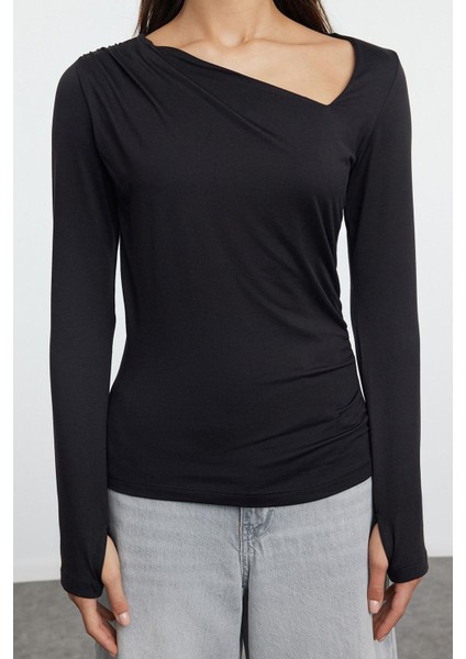 Stil Kadın Soft Touch Yumuşak Kumaş Fitted Vücuda Oturan Esnek Bluz Regular Örme Slim Kalıp modelleri