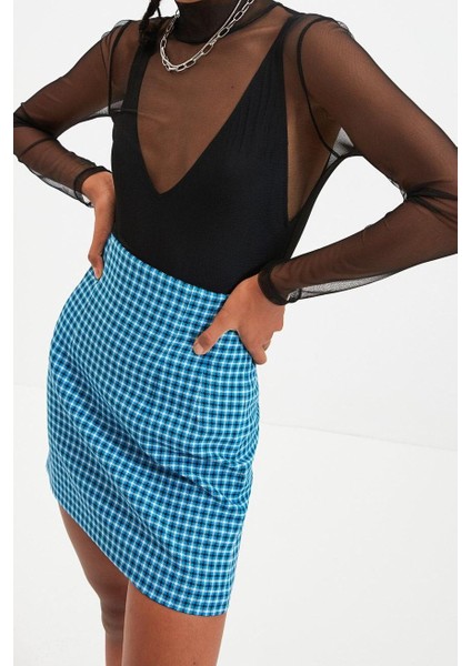 Stil Kadın Fitted Vücuda Oturan Tül Bluz Örme Slim Kalıp
