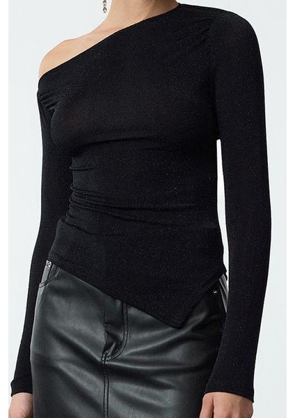 Stil Kadın Asimetrik Etek Ucu Detaylı Bluz Regular Örme Fitted Kalıp fiyatları