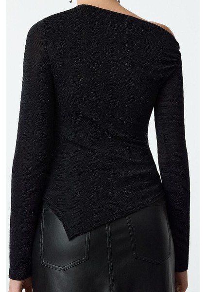 Stil Kadın Asimetrik Etek Ucu Detaylı Bluz Regular Örme Fitted Kalıp indirimleri