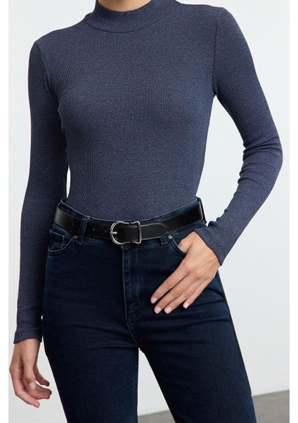 Stil Kadın Fitted Vücuda Oturan Kol Fitilli Esnek Bluz Regular Örme Slim Kalıp fiyatları