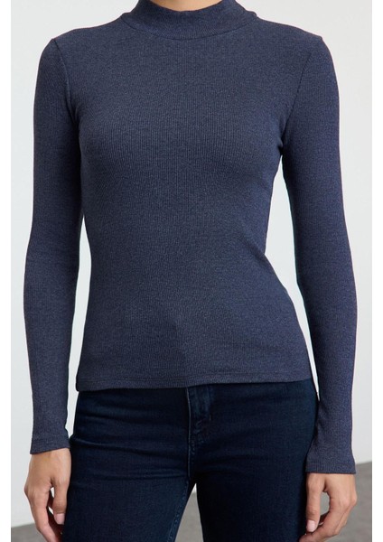 Stil Kadın Fitted Vücuda Oturan Kol Fitilli Esnek Bluz Regular Örme Slim Kalıp modelleri