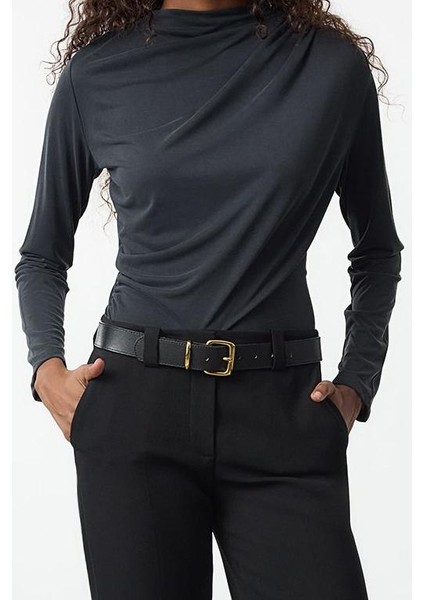 Stil Kadın Care Collection %100 Modal Kumaş Drape Büzgü Detaylı Bluz Regular Örme Regular Kalıp fiyatları