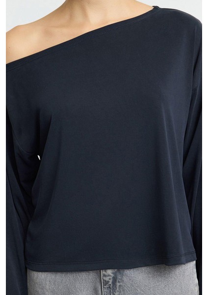 Stil Kadın Modal Kumaş Rahat Kesim Bluz Regular Örme Relaxed Kalıp Tek Kol fırsatları