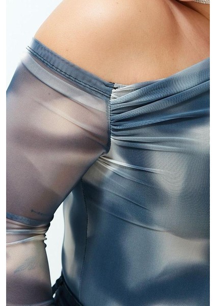 Stil Kadın Tül Astarlı Bluz Regular Örme Slim Kalıp Büyük Beden fiyatları