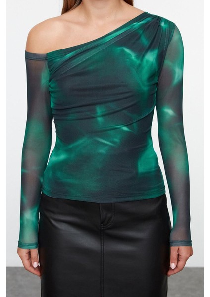 Stil Kadın Tül Astarlı Bluz Regular Örme Slim Kalıp Düşük Kol modelleri