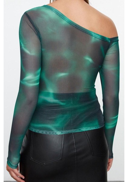 Stil Kadın Tül Astarlı Bluz Regular Örme Slim Kalıp Düşük Kol indirimleri