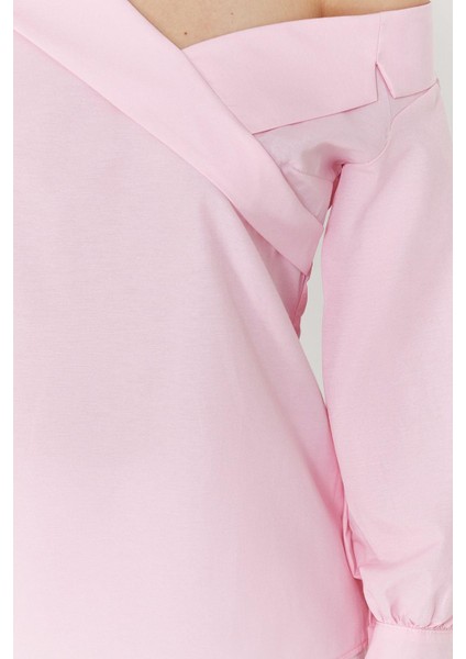 Kadın Moda Şık Üst Giyim Regular Asimetrik Yaka Regular Kalıp Dokuma Kayık Yaka Bluz indirimleri