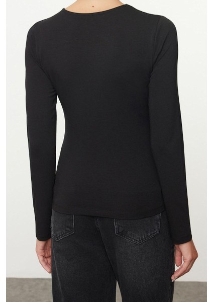 Stil Kadın Yıldız Taş Baskılı Fitted Vücuda Oturan Bluz Regular Örme Slim Kalıp fırsatları