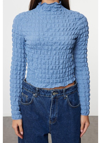 Stil Kadın Dokulu Fitted Vücuda Oturan Esnek Bluz Regular Örme Slim Kalıp modelleri