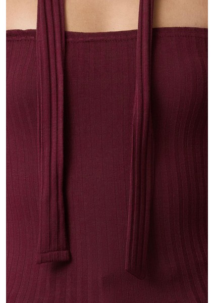 Kadın Moda Şık Crop Carmen Yaka Slim Kalıp Örme Fitilli Şal Detaylı Fitted Vücuda Oturan Esnek Bluz modelleri