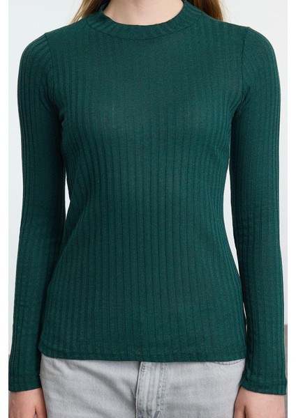 Stil Kadın Fitilli Esnek Fit Bluz Regular Örme Slim Kalıp modelleri