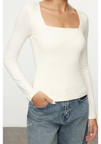 Stil Kadın Pamuklu Fit Ince Bluz Regular Örme Slim Kalıp