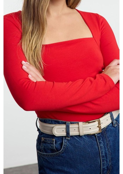 Stil Kadın Büzgü Drape Detaylı Vücuda Oturan Bluz Regular Örme Slim Kalıp