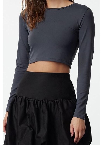 Stil Kadın Poliamid Fitted Vücuda Oturan Kollu Bluz Regular Örme Slim Kalıp