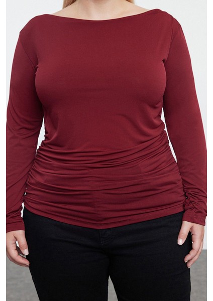 Stil Kadın Sırtı Degaje Bluz Örme Fitted Kalıp Büyük Beden modelleri