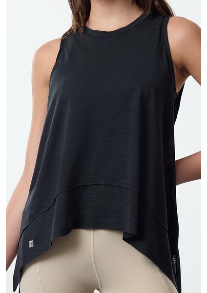 Stil Kadın Modal Kumaş Reflektör Baskılı Yoga Spor Üst Bluz Uzun Örme Regular Kalıp Kalın Askılı