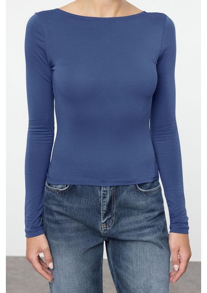 Stil Kadın Pamuklu Sırt Dekolteli Fitted Vücuda Oturan Esne Bluz Regular Örme Slim Kalıp modelleri