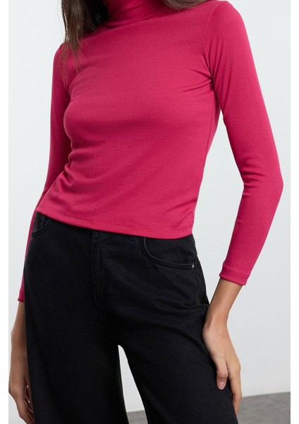 Stil Kadın Yumuşak Kumaşlı Fitted Vücuda Oturan Esnek Bluz Regular Örme Slim Kalıp