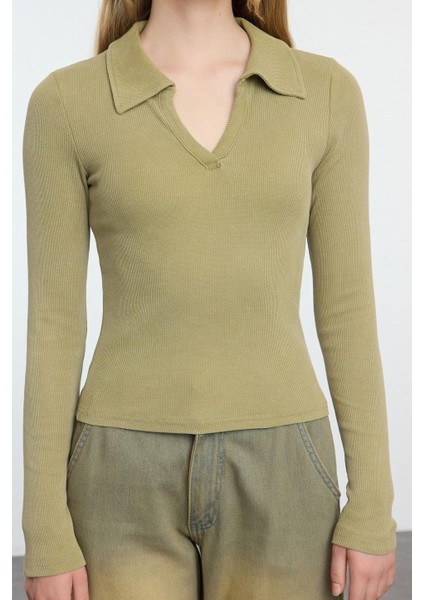 Stil Kadın Eskitme Soluk Efektli Vücuda Oturan Fitilli Esnek Bluz Crop Örme Slim Kalıp modelleri