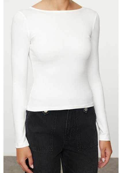 Stil Kadın Pamuklu Sırt Dekolteli Fitted Vücuda Oturan Esnek Bluz Regular Örme Slim Kalıp modelleri