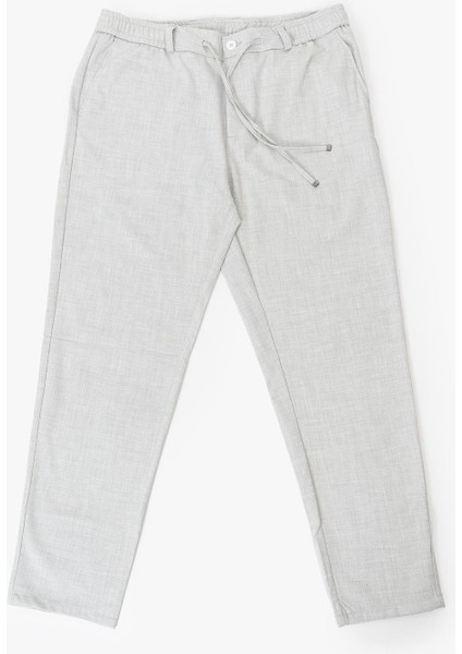 Erkek Açık Gri Yandan Cepli Bağcıklı Beli Lastikli Kemerli 969 Jogger Pantolon