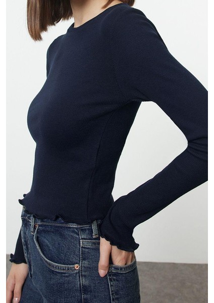 Stil Kadın Fitted Vücuda Oturan Fitilli Esnek Bluz Crop Örme Slim Kalıp fiyatları