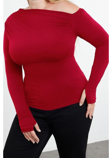 Stil Kadın Sandy Bluz Regular Örme Fitted Kalıp Büyük Beden