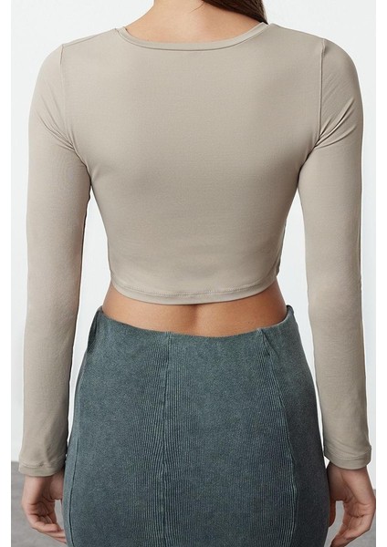 Stil Kadın Poliamid Fitted Vücuda Oturan Kollu Bluz Regular Örme Slim Kalıp indirimleri