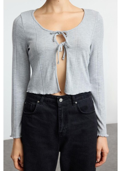 Stil Kadın Bağlama Detaylı Fitted Vucuda Oturan Esnek Bluz Regular Örme Slim Kalıp modelleri