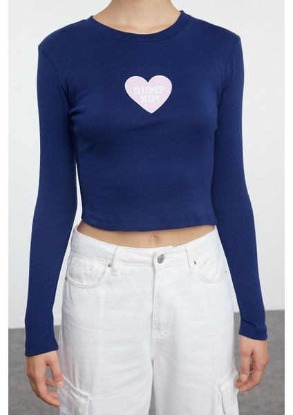 Stil Kadın Baskılı Kısa Fitted Vücuda Oturan Bluz Crop Örme Slim Kalıp modelleri